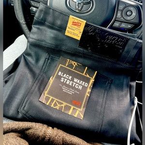 Naked and famous black waxed stretch Raw Japanese denim